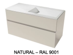 Meuble avec vasque Solid-Surface, finition bois ou couleurs, deux tiroirs à onglet, Largeur 100, 120 et 140 cm, P. 45 cm, Hauteur 56 cm, Stock disponible, LIVRAISON OFFERTE